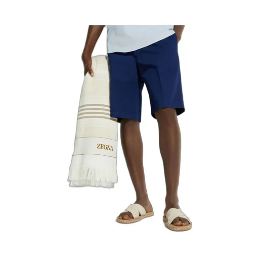 Logo Striped Beach Towel