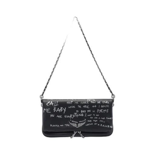 Graffiti Printed Fold-Over Shoulder Bag
