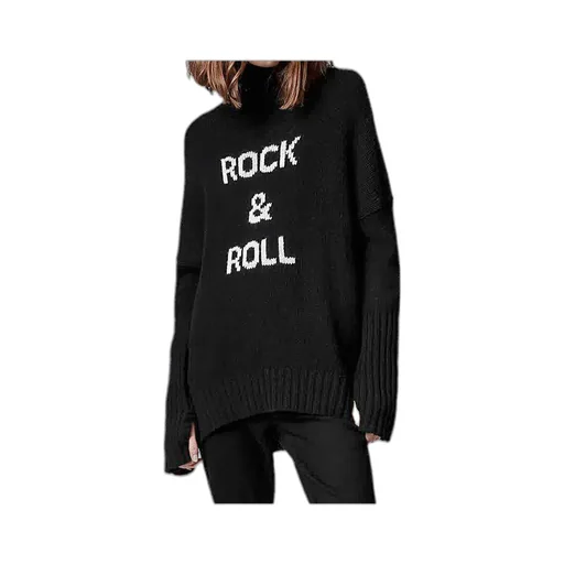 Funnel-Neck Intarsia-Knit Jumper
