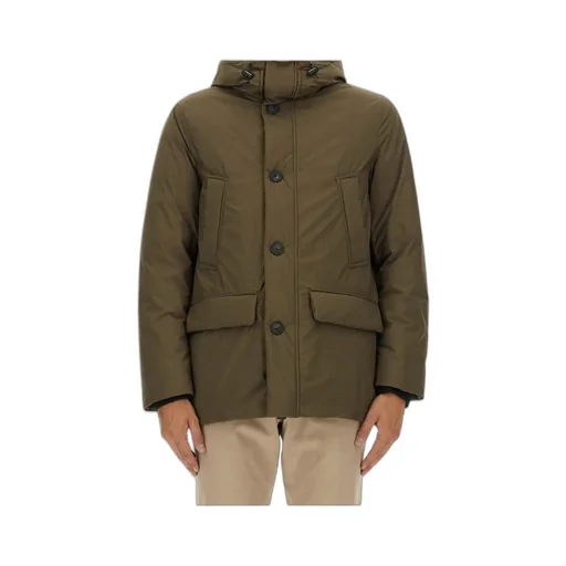 Hooded Button-Fastening Padded Jacket