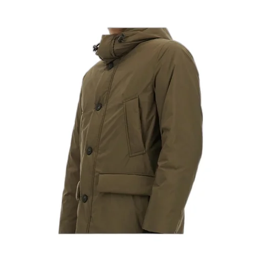 Hooded Button-Fastening Padded Jacket