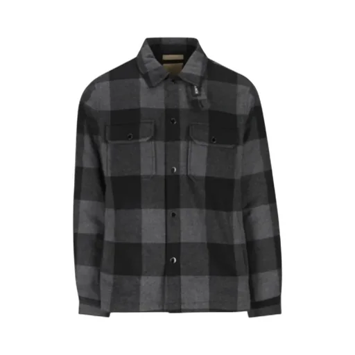 Herringbone-Pattern Flap-Pocket Shirt Jacket