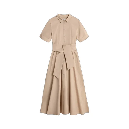 Belted Short-Sleeved Shirt Dress