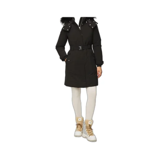 Belted Waist Hooded Padded Coat