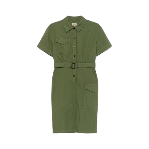 Button Detailed Belted Dress