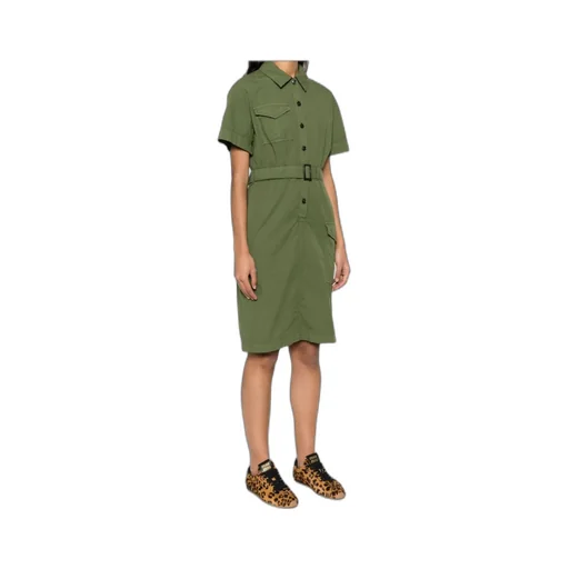 Button Detailed Belted Dress