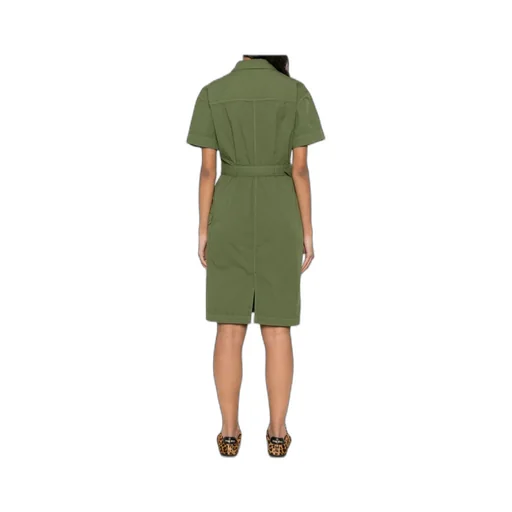Button Detailed Belted Dress