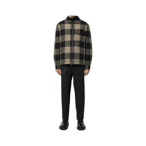 Checked Zipped Shirt Jacket