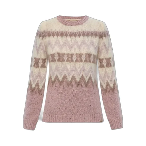 Pattern Intarsia-Knit Crewneck Jumper