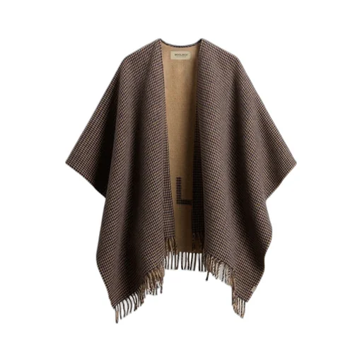 Checked Fringed Cape