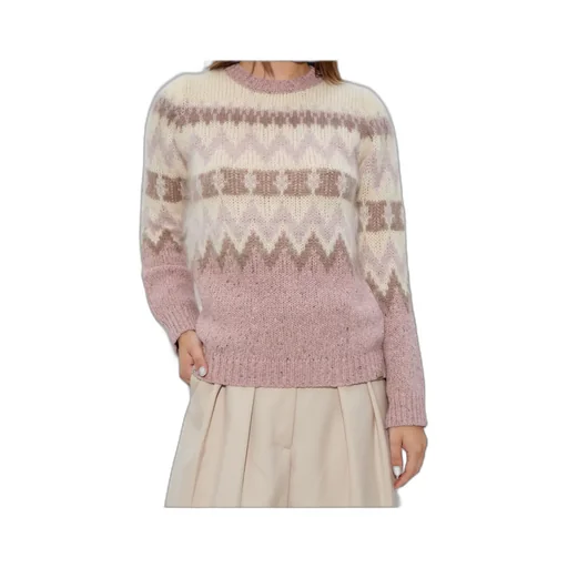 Pattern Intarsia-Knit Crewneck Jumper