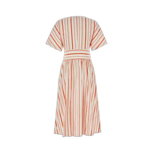 Striped V-Neck Short-Sleeved Dress