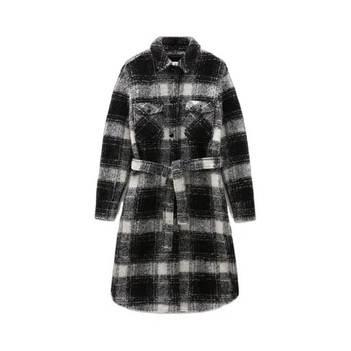 Belted-Waist Checkered Coat