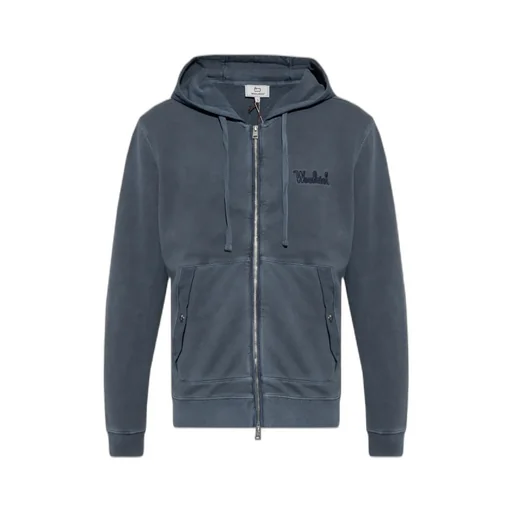 Logo Embroidered Zipped Drawstring Hoodie