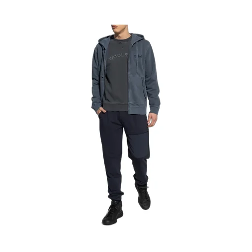 Logo Embroidered Zipped Drawstring Hoodie