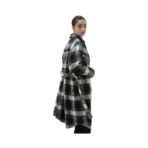 Belted-Waist Checkered Coat
