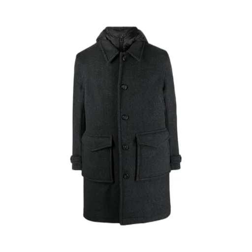 Wool-Blend Button-Up Coat