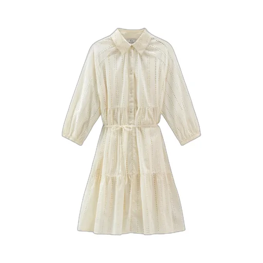 Broderie Anglaise Tied Waist Shirt Dress