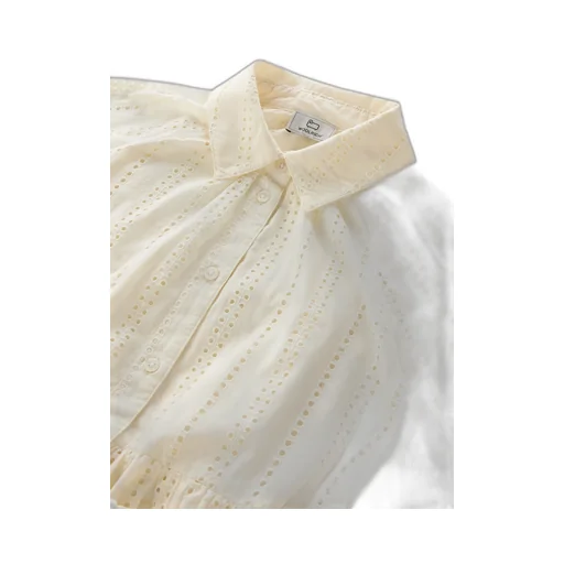 Broderie Anglaise Tied Waist Shirt Dress