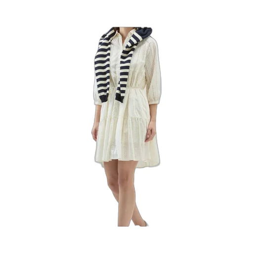 Broderie Anglaise Tied Waist Shirt Dress