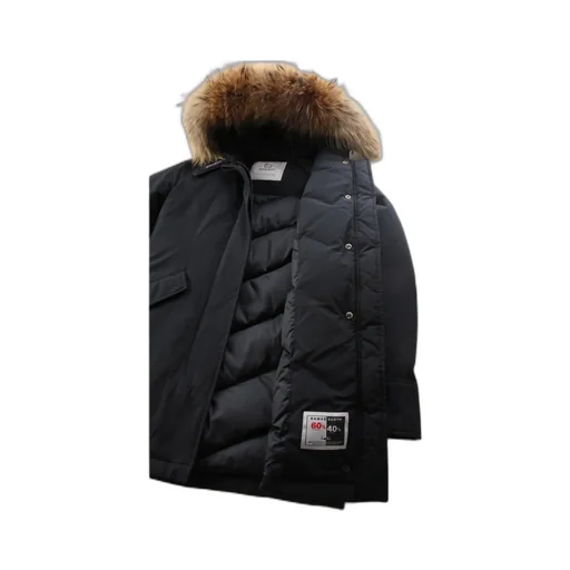 Fur-Trimmed Hooded Padded Coat