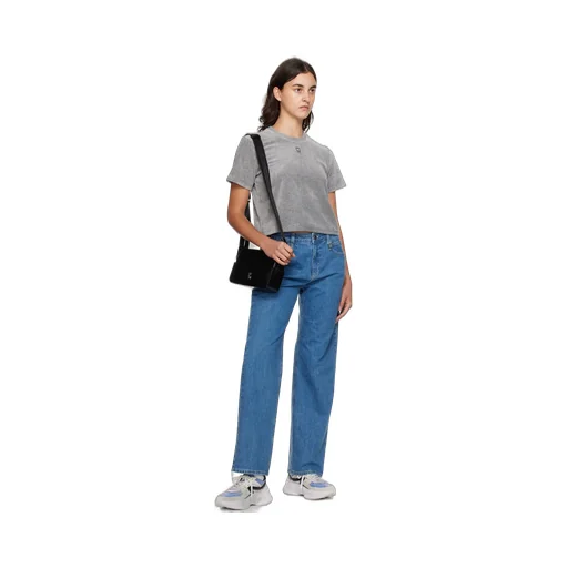 Embossed Patch Denim Trousers