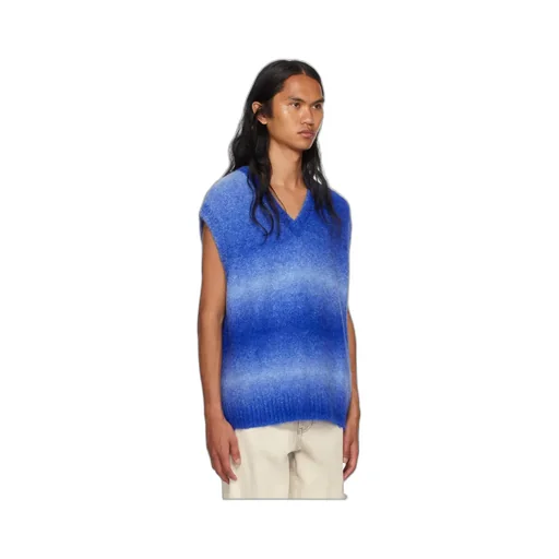 Gradient Stripe Sleeveless V-Neck Sweater