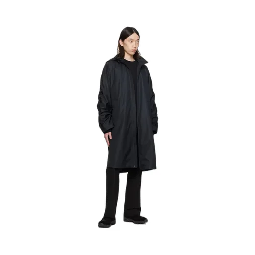 Pleated Stand-Neck Coat