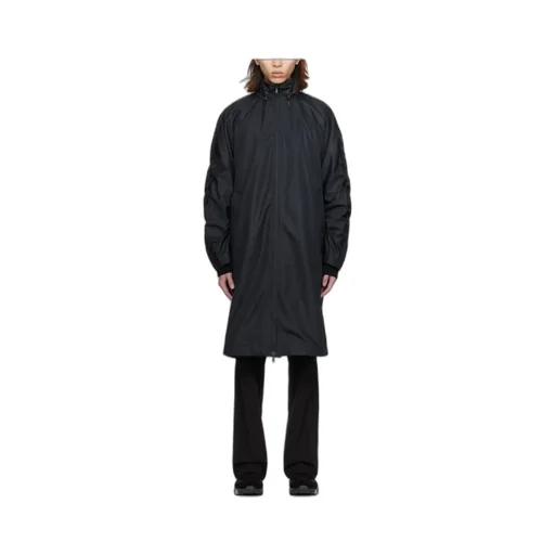 Pleated Stand-Neck Coat