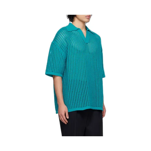 Open Collar Knit Polo