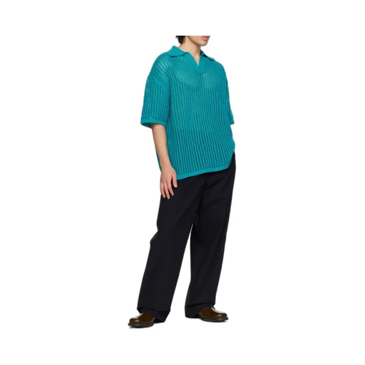 Open Collar Knit Polo