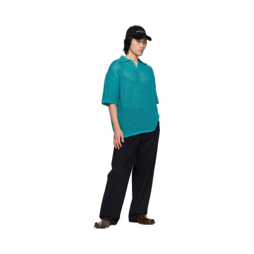 Open Collar Knit Polo