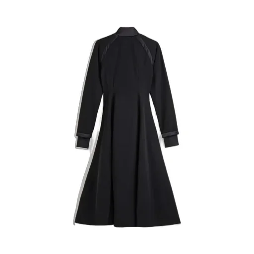 Padded-Details Pleated Midi Dress