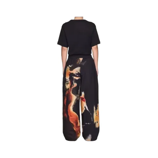 Graphic Print Wide-Leg Trousers