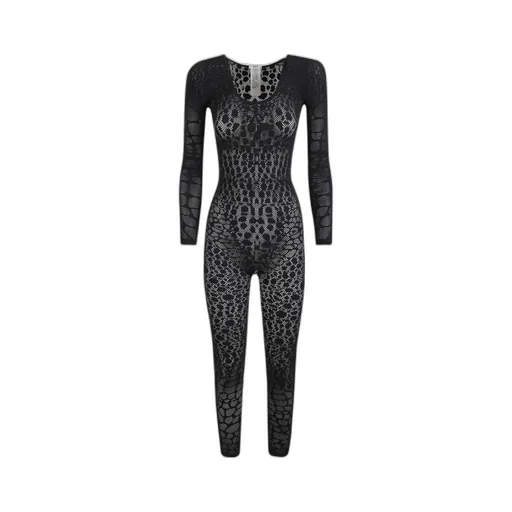 Python-Pattern Long-Sleeve Jumpsuit
