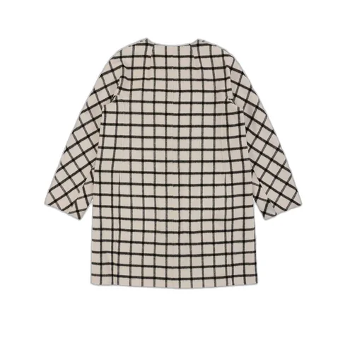 Round-Necked Plaid Coat