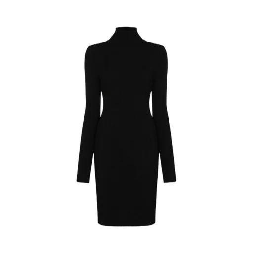 Ribbed Knit Long-Sleeved Mini Dress