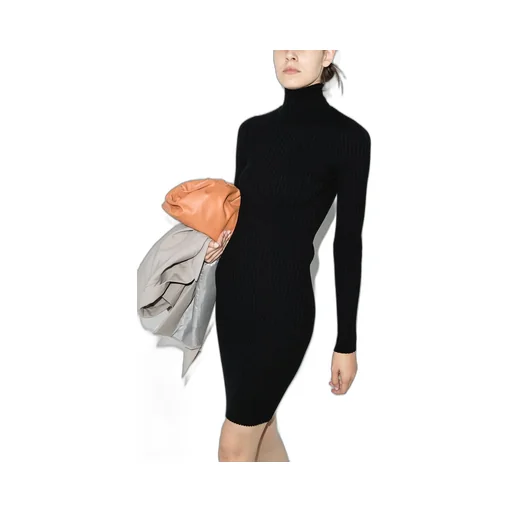 Ribbed Knit Long-Sleeved Mini Dress