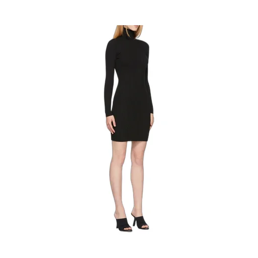 Ribbed Knit Long-Sleeved Mini Dress