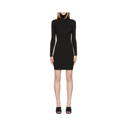 Ribbed Knit Long-Sleeved Mini Dress