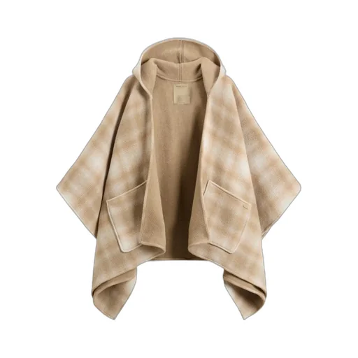Hooded Plaid Cape