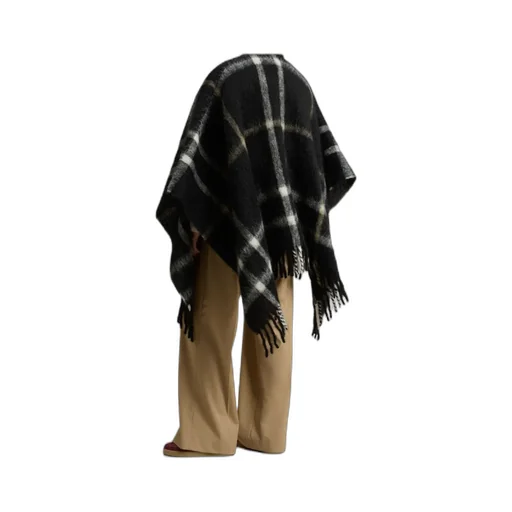 Checked Cape With Fringes