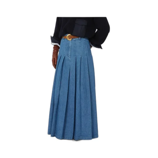Punzia Pleated Denim Skirt