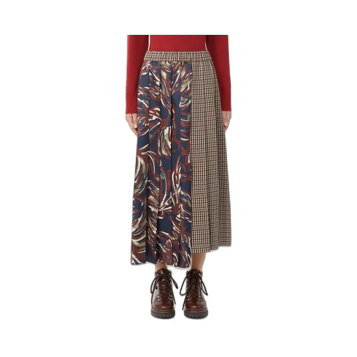 Houndstooth Wool Pleated Skirt