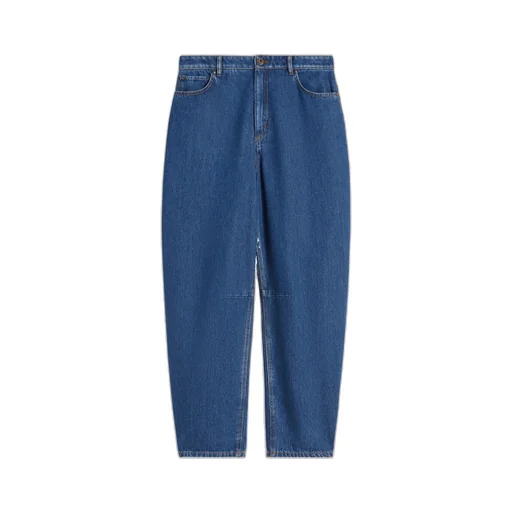 Cotton Denim Barrel Jeans