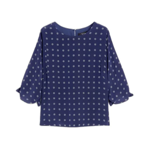Crepe De Chine Crew-Neck Blouse