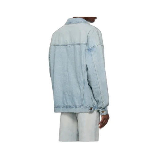 Logo Embroidered Denim Coat