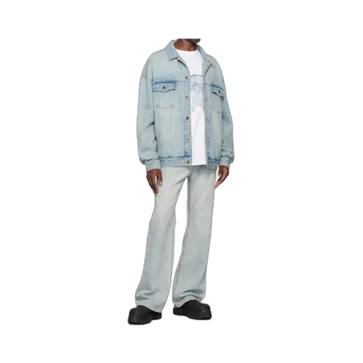 Logo Embroidered Denim Coat