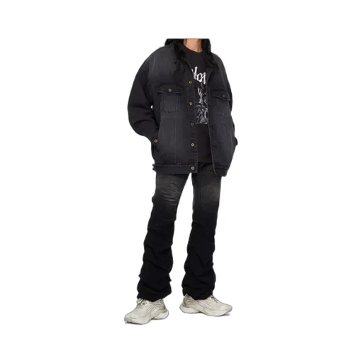 Logo Embroidered Denim Coat