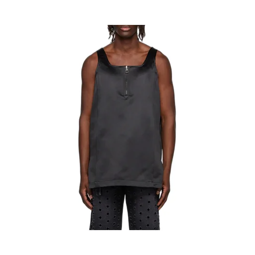 Square Collar Semi-Zipper Vest